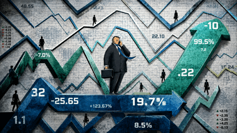 Illustration des marchés financiers avec graphiques boursiers en hausse et en baisse représentant la volatilité de la dette privée et des investissements alternatifs.